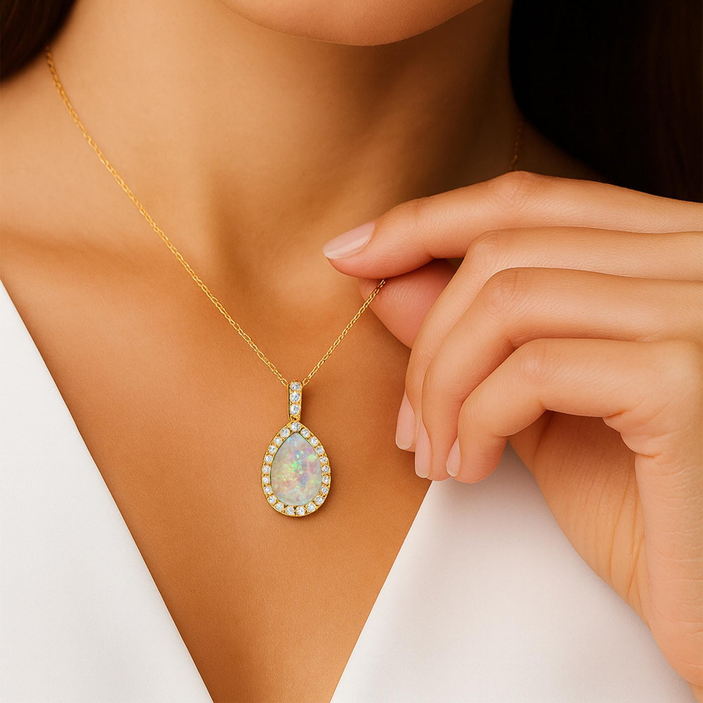 Opal Diamond Pendant