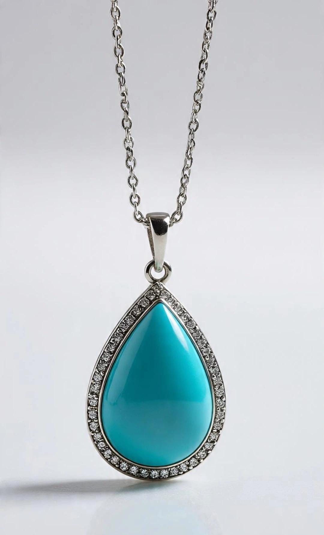 Teardrop Turquoise Pendant in 925 Sterling Silver