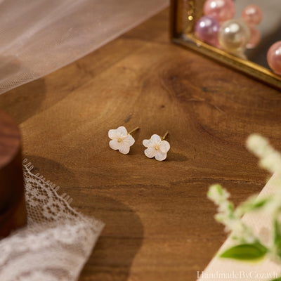Mother of Pearl Flower Stud Earrings