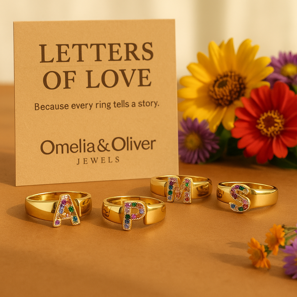 Olive - Gold Stainless Steel Initial Ring