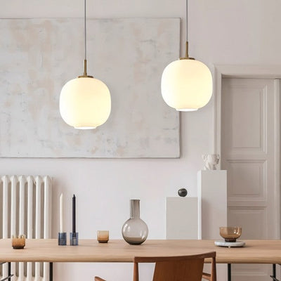 Modern Nordic opal glass pendant lamp with radius